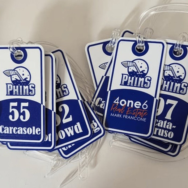 Custom Sports Team Bag Tag, Bag Tags for Football, Hockey, Baseball, Basketball, Etc, Customized w/ Logo