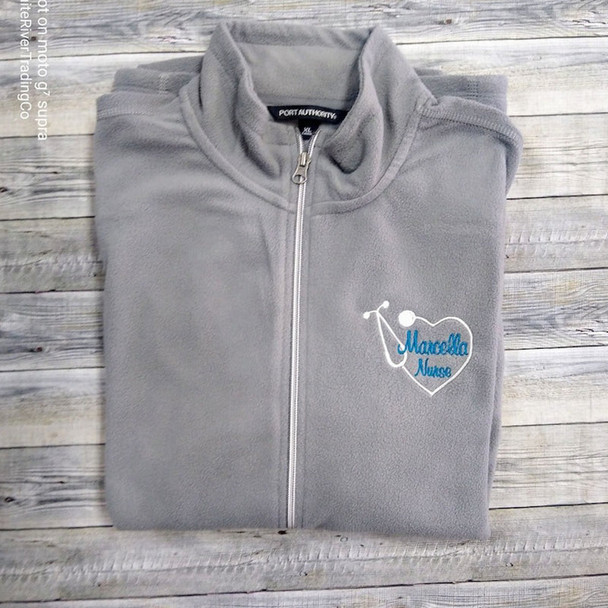 Microfleece Medical Jacket Custom Embroidered Heart Stethoscope