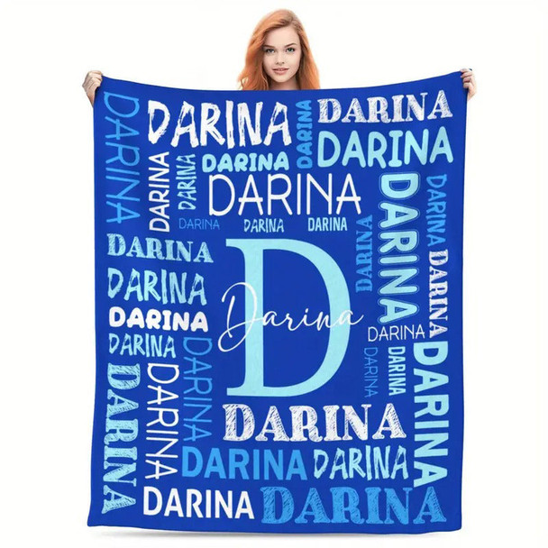 Custom Name Personalized Knit Fabric Throw Blanket
