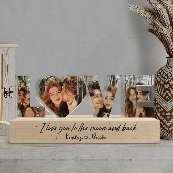 Personalized Couple Photo Collage Night Light, Custom Wedding Photo Gift, Anniversary Gift, Gift for Couple, Gift for Girlfriend Boyfriend