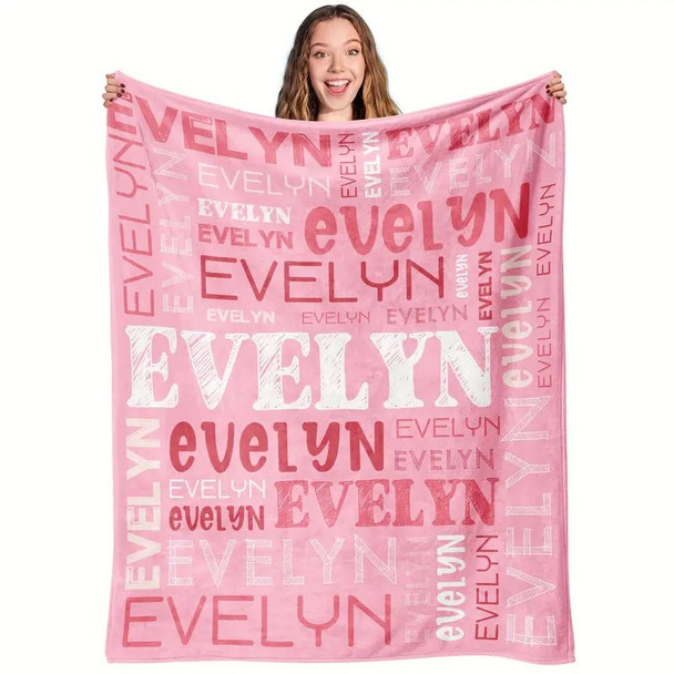 Custom Name Flannel Blanket - Contemporary Style, All-Season