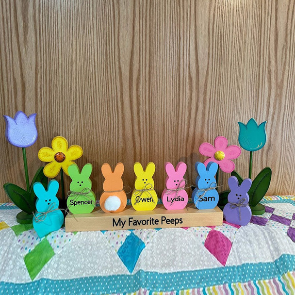 Personalized Easter Peeps, Wooden Easter bunnies with names