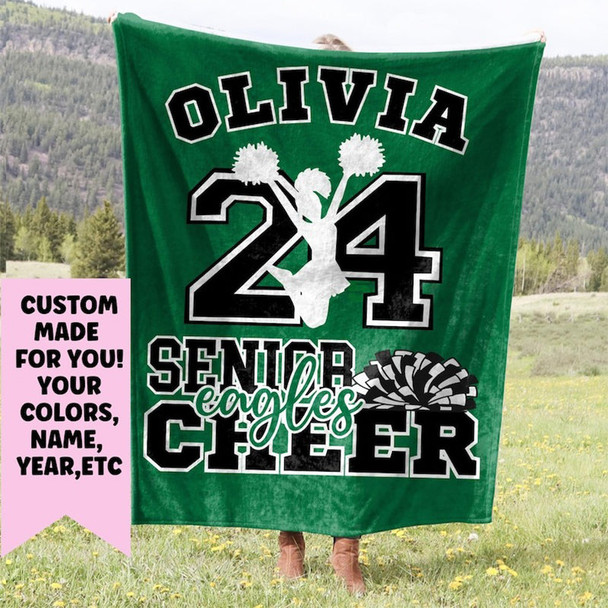 Personalized Cheer Blanket, Senior Night Gift