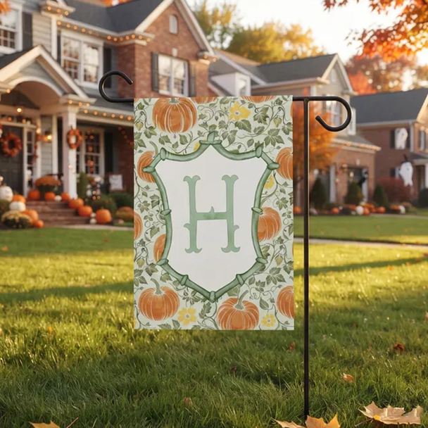Personalized Initial Garden Flag, Custom Letter Pumpkin Yard Decor