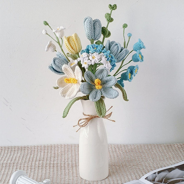 Crochet flowers bouquet, Tulip, Pink, white, purple, blue, everlasting, Graduation, Birthday