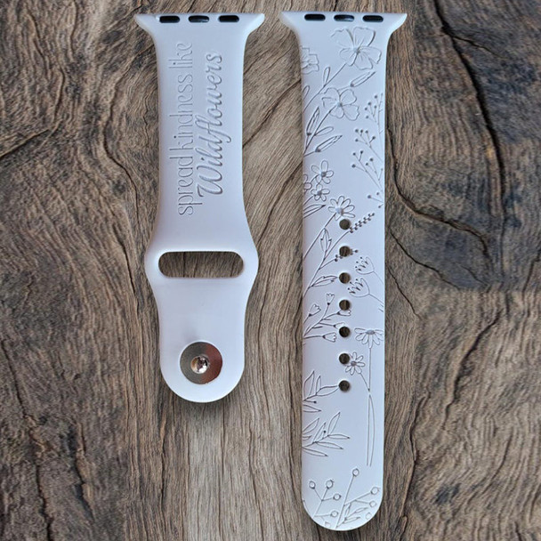 SPREAD KINDNESS, WILDFLOWERS, Silicone Watch Band, Laser Engraved