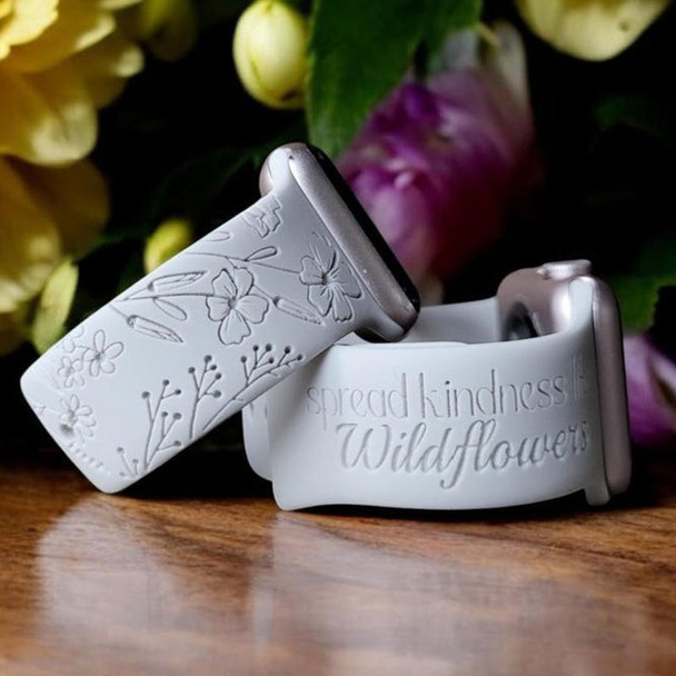 SPREAD KINDNESS, WILDFLOWERS, Silicone Watch Band, Laser Engraved