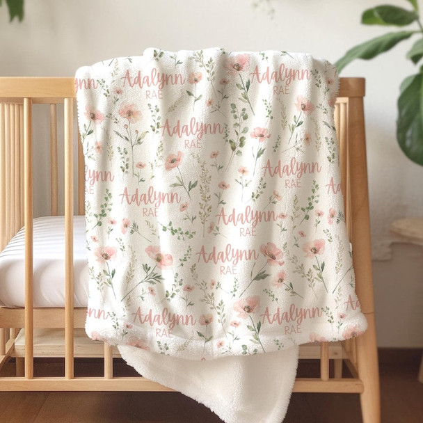 Wildflower baby blanket Custom name Blanket for girl Wildflower