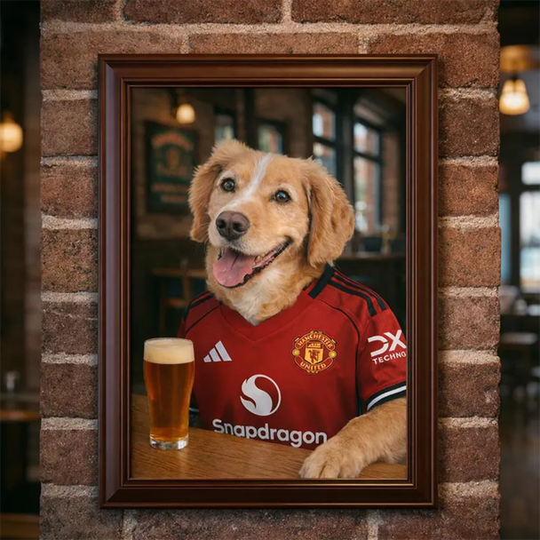 Custom Football Dog Portrait | Personalised Pet Print for Football Fans