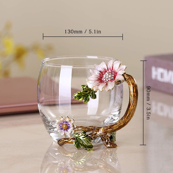 Personalized Glass Tea Cup & Spoon Flowers Floral Wedding Birthday Gift for Her Mom