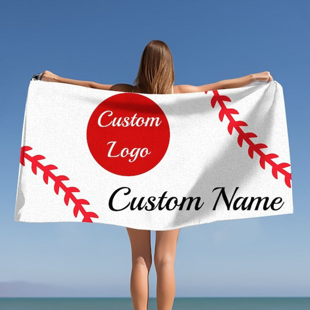 Personalized Beach Towel - Baseball Custom Towel - Custom Baseball
