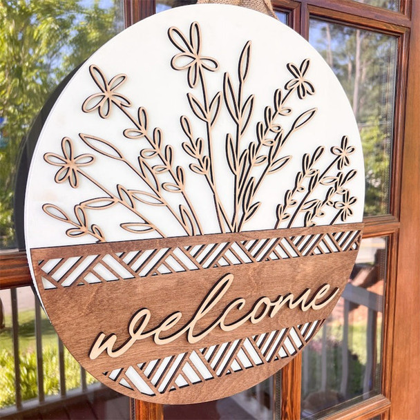 Wooden Welcome Door Hanger | Front Door Decor