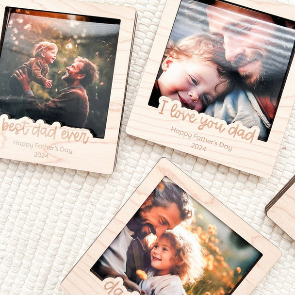 Personalized Fridge Magnet, Custom Photo Frame, Fathera??s Day Frame
