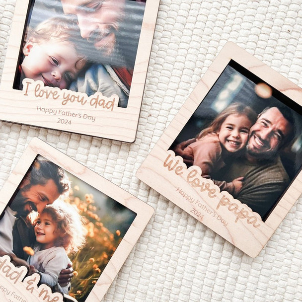 Personalized Fridge Magnet, Custom Photo Frame, Fathera??s Day Frame