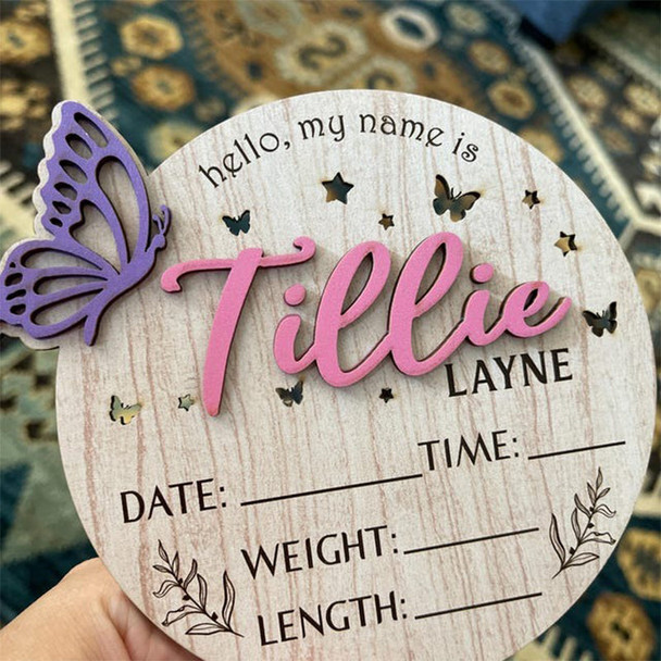 Personalized Baby Announcement Sign with Birth Stats