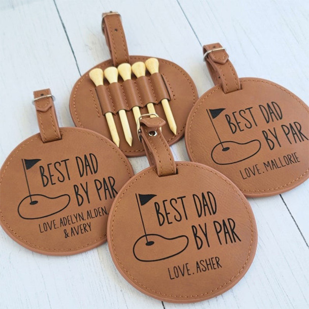 Personalized Fathers Day Gift Golf,Best Dad By Par Golf Tee Holder-Golf Bag Tag Golf Coach Gift