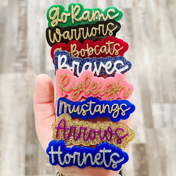 Acrylic Hair Clip || School Spirit Clip || Personalized hair clip || Back to school clip