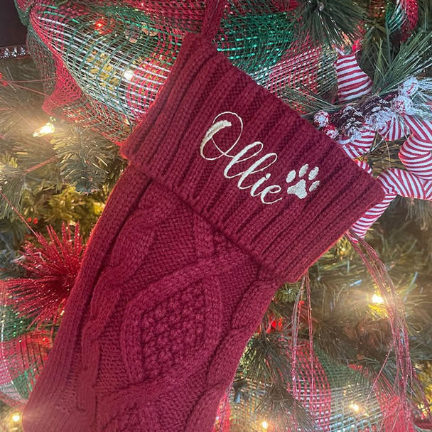 Custom Christmas Stocking with Name, Embroidered Knit Stocking, Monogram Christmas Stocking, Personalized Family Stocking, Holiday Decor