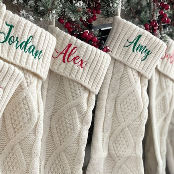 Custom Christmas Stocking with Name, Embroidered Knit Stocking, Monogram Christmas Stocking, Personalized Family Stocking, Holiday Decor