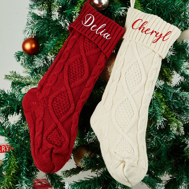 Custom Christmas Stocking with Name, Embroidered Knit Stocking, Monogram Christmas Stocking, Personalized Family Stocking, Holiday Decor