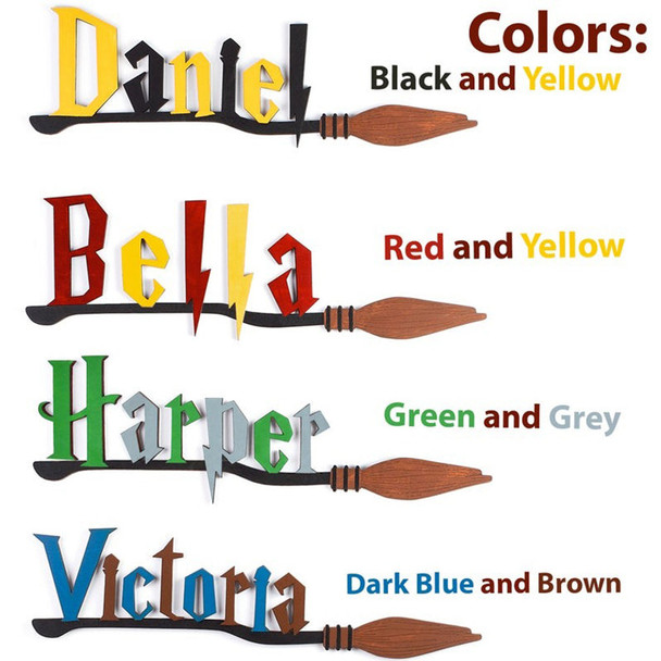 Personalized Wizard Broomsticka??Wooden Custom Name Sign