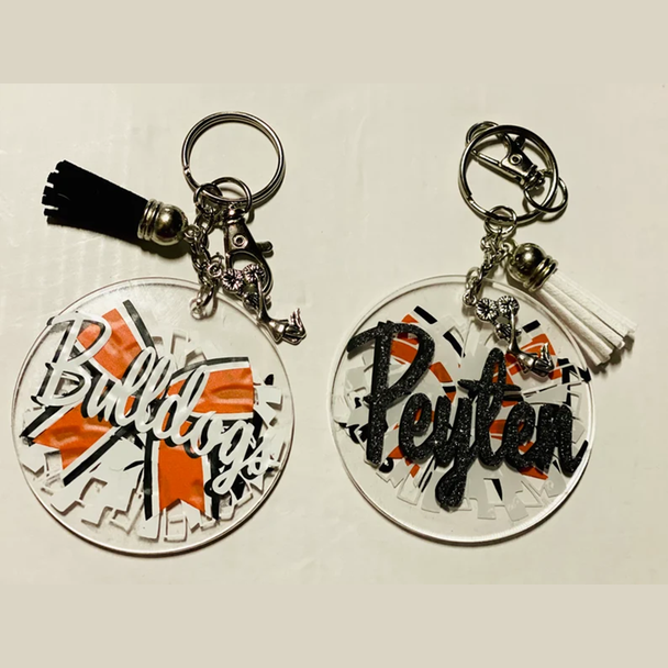 Personalized Cheerleader Keychain a?? Acrylic Cheer Team Gift