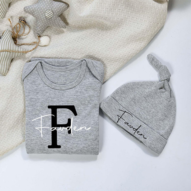 Personalized Baby Grey Rompers