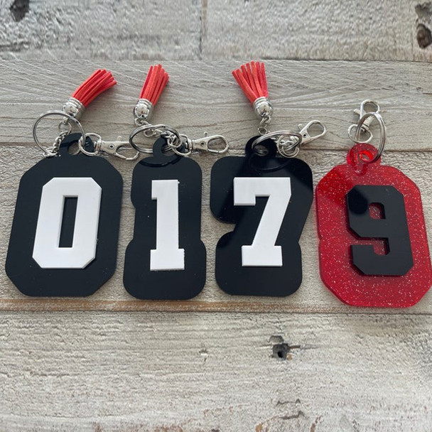Varsity Number bag tag, custom, your team colors