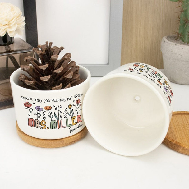 Personalized Teacher Plant Pot Ceramic Mini Planter Flower Pot Back To School