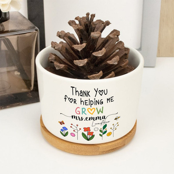 Personalized Teacher Plant Pot Ceramic Mini Planter Flower Pot Back To School