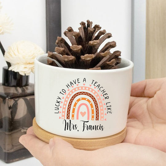 Personalized Teacher Plant Pot Ceramic Mini Planter Flower Pot Back To School