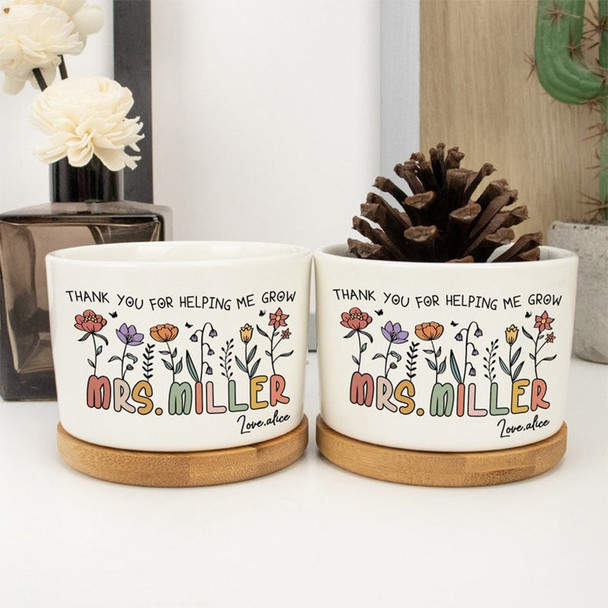 Personalized Teacher Plant Pot Ceramic Mini Planter Flower Pot Back To School