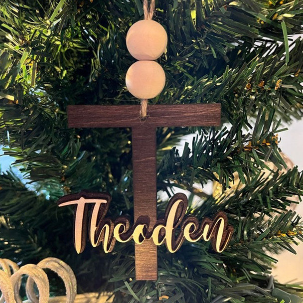 Personalized Name Wood Letter Christmas Ornament Laser Cut Christmas Decor Custom Name Ornament Bead Tags