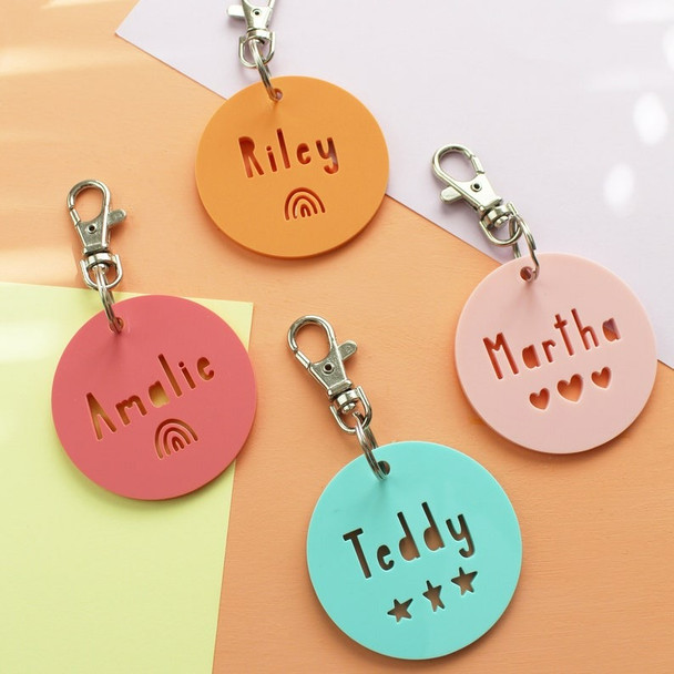 Round Acrylic Personalised Name Keyring Personalised School Bag Tag