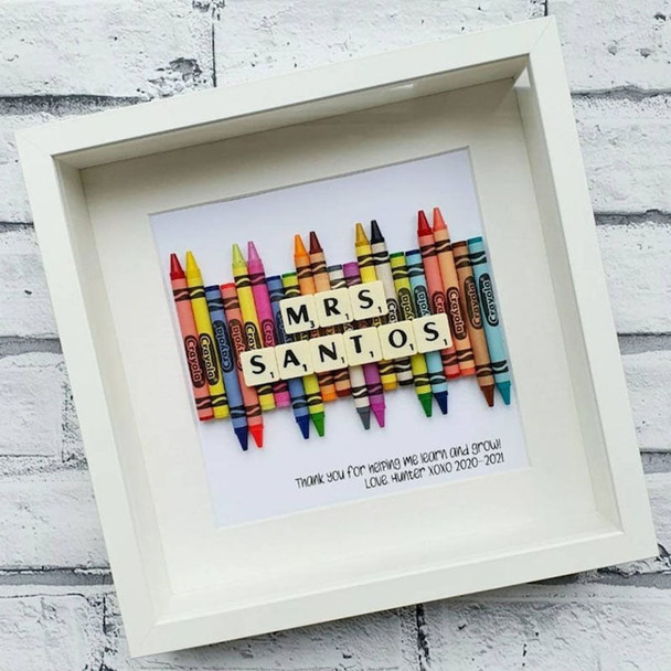 Thank You Teacher Personalised Crayon Gift Frame
