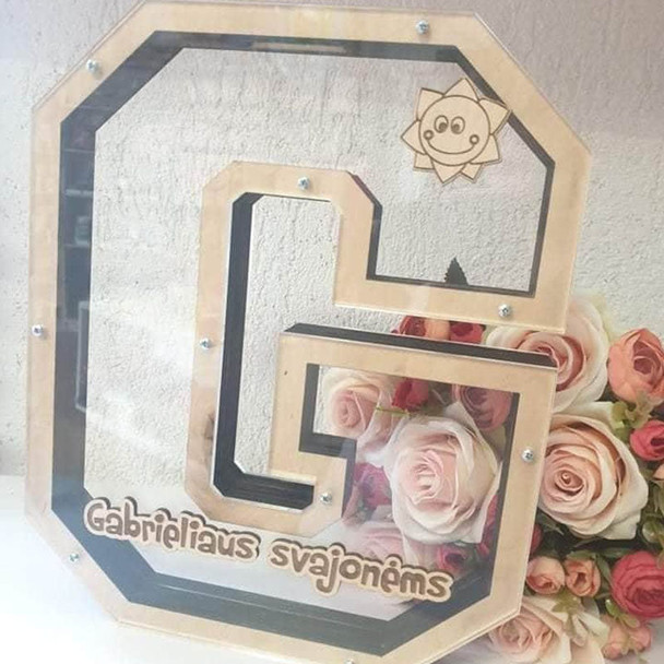 Personalized money box, Letter coin bank, Wooden coin bank, Gift for Kids