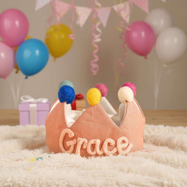 Custom Linen Birthday Crown | Handmade Kids Party Hat