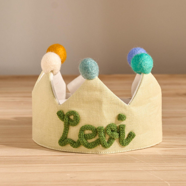 Custom Linen Birthday Crown | Handmade Kids Party Hat