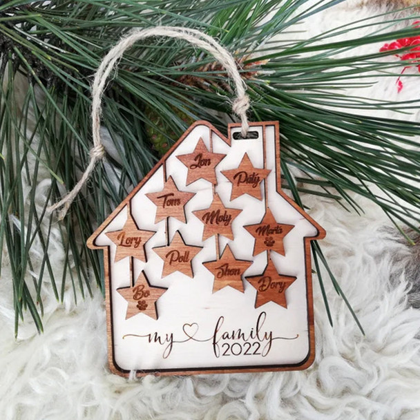 Personalized Christmas tree decor, Holiday wood ornament, Custom House