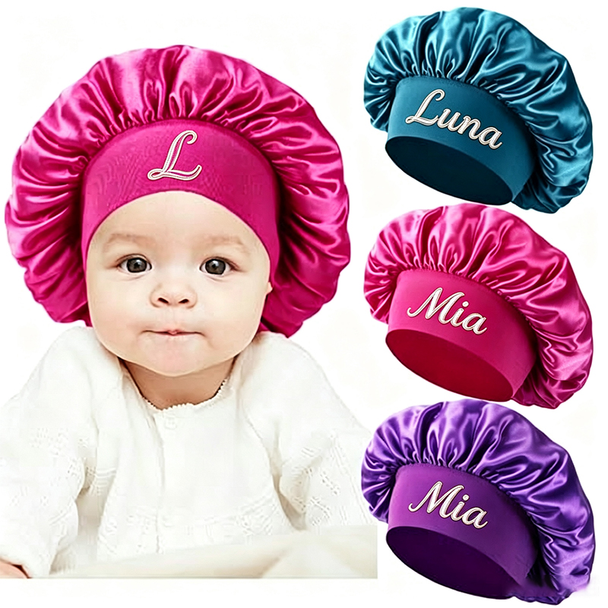 Personalized Kids Aldult Satin Bonnet, Custom Name Silk Sleep Cap Bonnet Gift