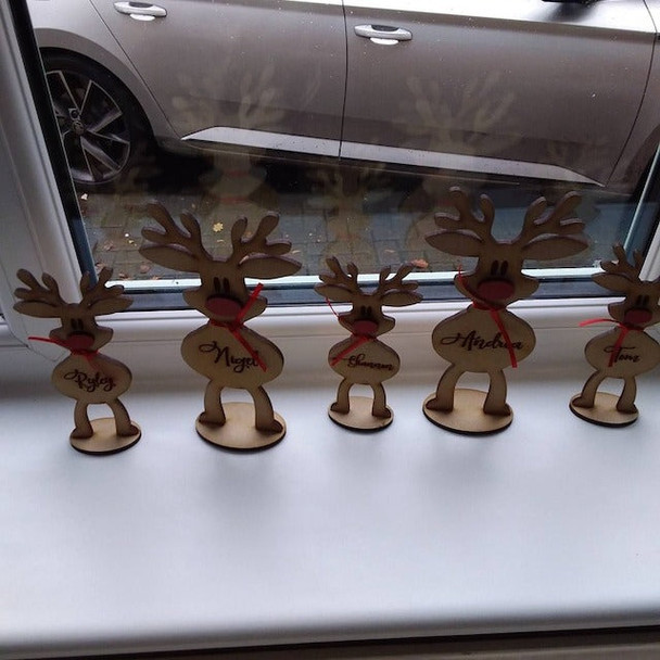 Personalised Freestanding Reindeer, Family Christmas Decoration, Place Names Setting Decoration
