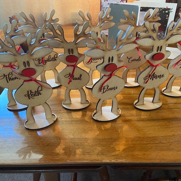 Personalised Freestanding Reindeer, Family Christmas Decoration, Place Names Setting Decoration