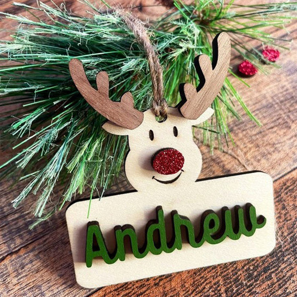 Christmas Wooden Personalized Ornament|Reindeer Ornament| Gift Ornament|Stocking Tags