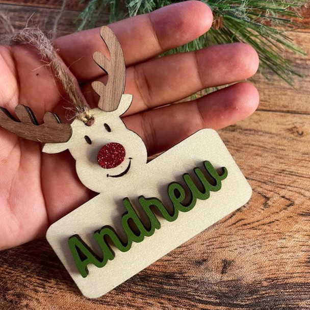 Christmas Wooden Personalized Ornament|Reindeer Ornament| Gift Ornament|Stocking Tags
