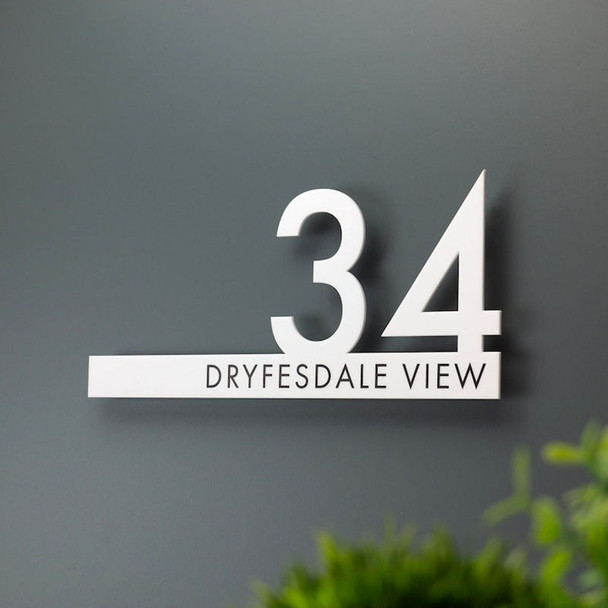 Contemporary Cut Out Modern House Number Sign Printed Address Signage