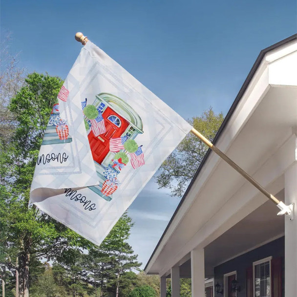 Personalized Patriotic Porch Garden Flag Custom Family Name Flag American Flag Door Decor