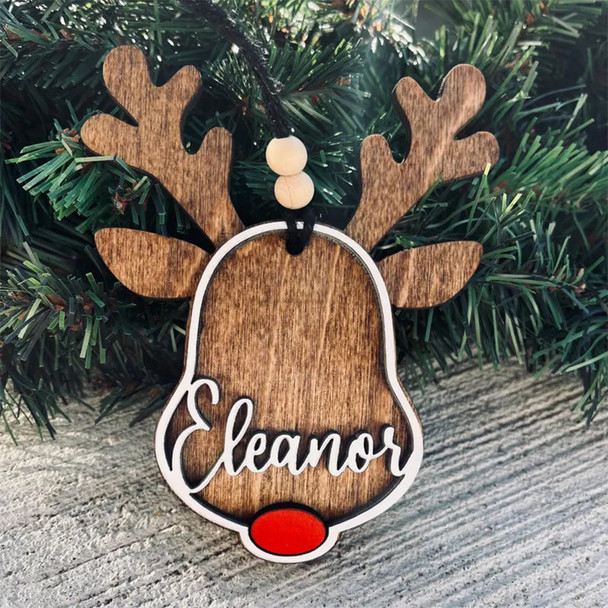 Personalized reindeer ornament | personalized Rudolph wooden ornaments