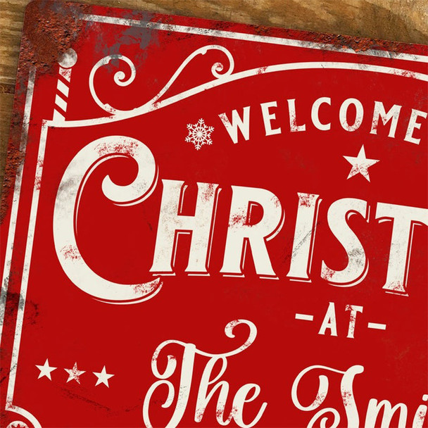 Personalised Christmas Sign Vintage Metal Wall Door Decor