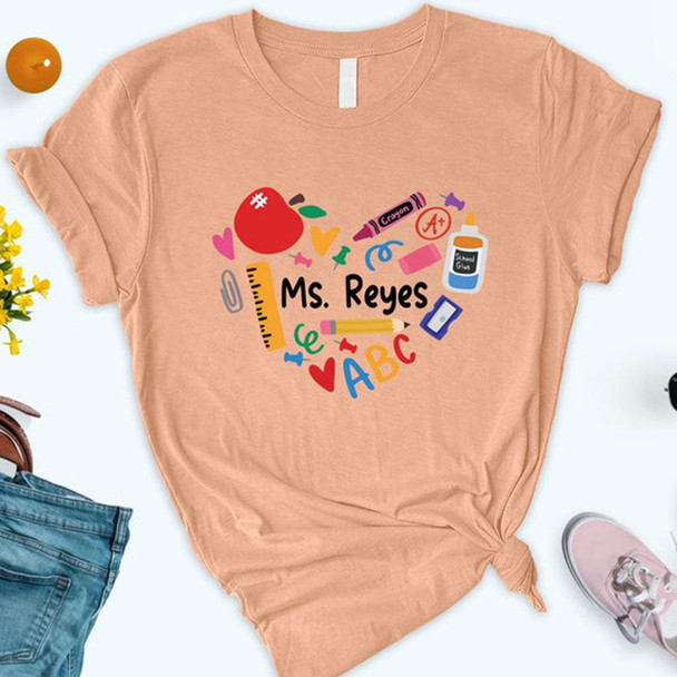 Custom Teacher Shirt, Heart Custom T-Shirt, Teacher Team Shirts, Personalized School Tshirt