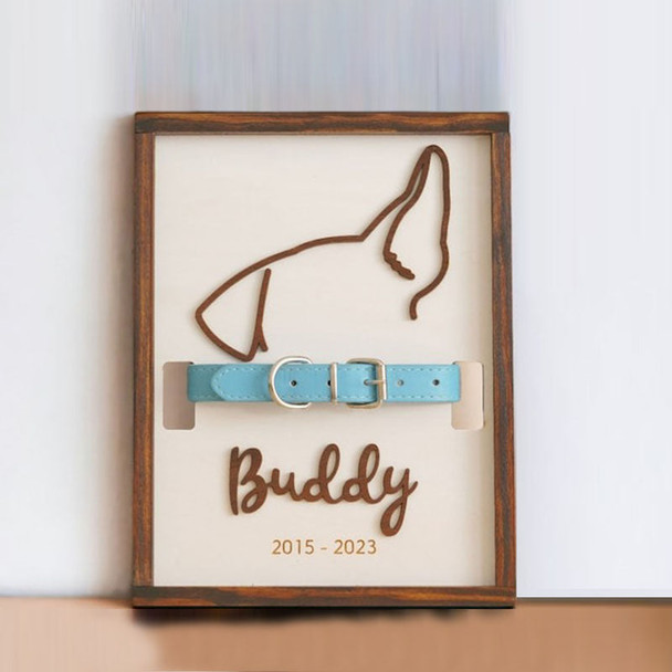 Custom Memorial Dog Ears Art, Collar Sign, Dog Memorial